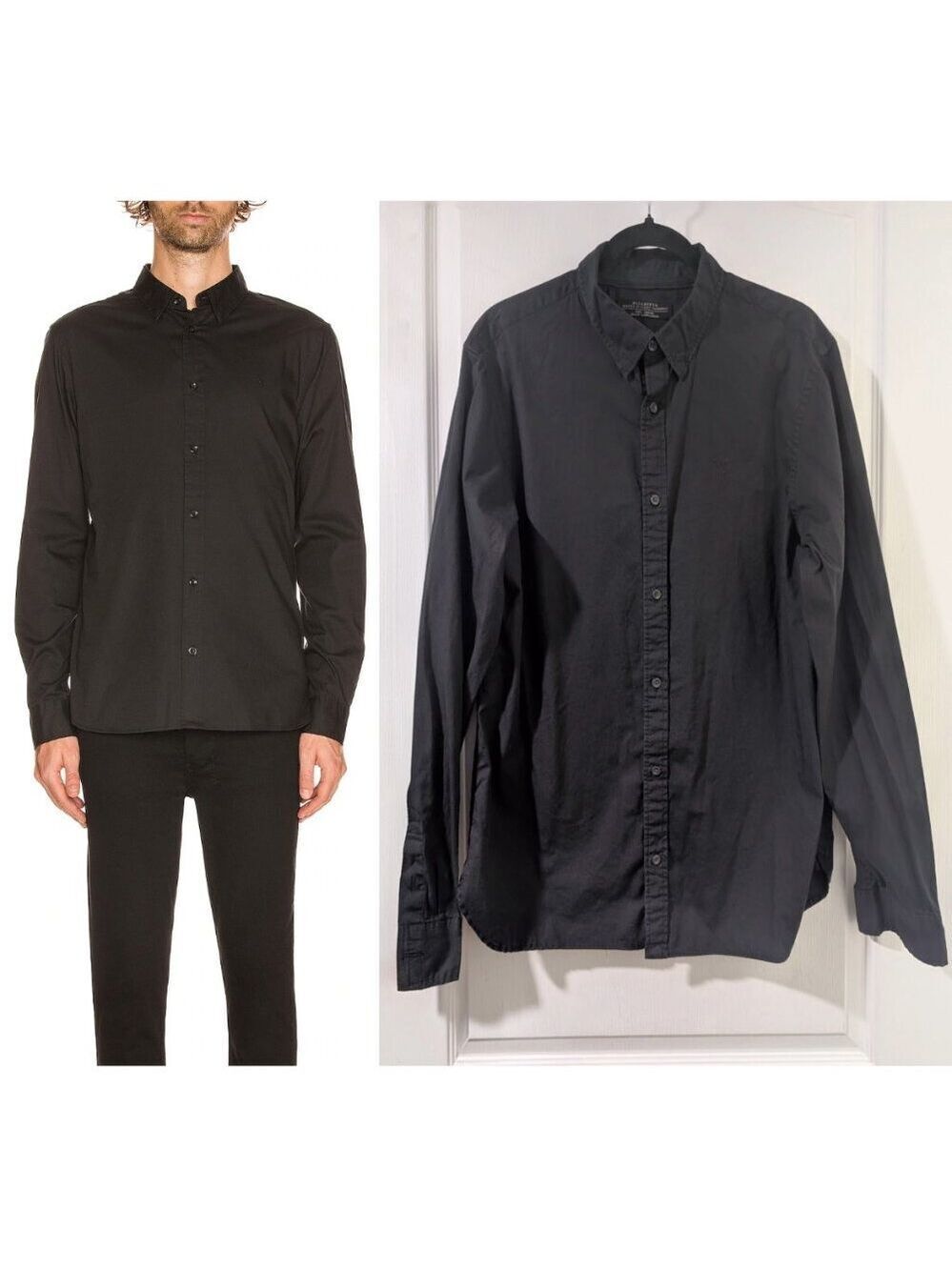 AllSaints | Redondo Long Sleeve Shirt Slim Fit Washed Black